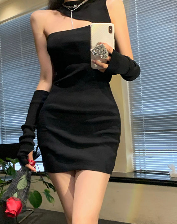 Sleeveless High Hip Half Turtleneck Dress for Women