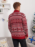 Men's Knit Christmas Elk Lapel Sweater Pullover 2021 | Streetwear