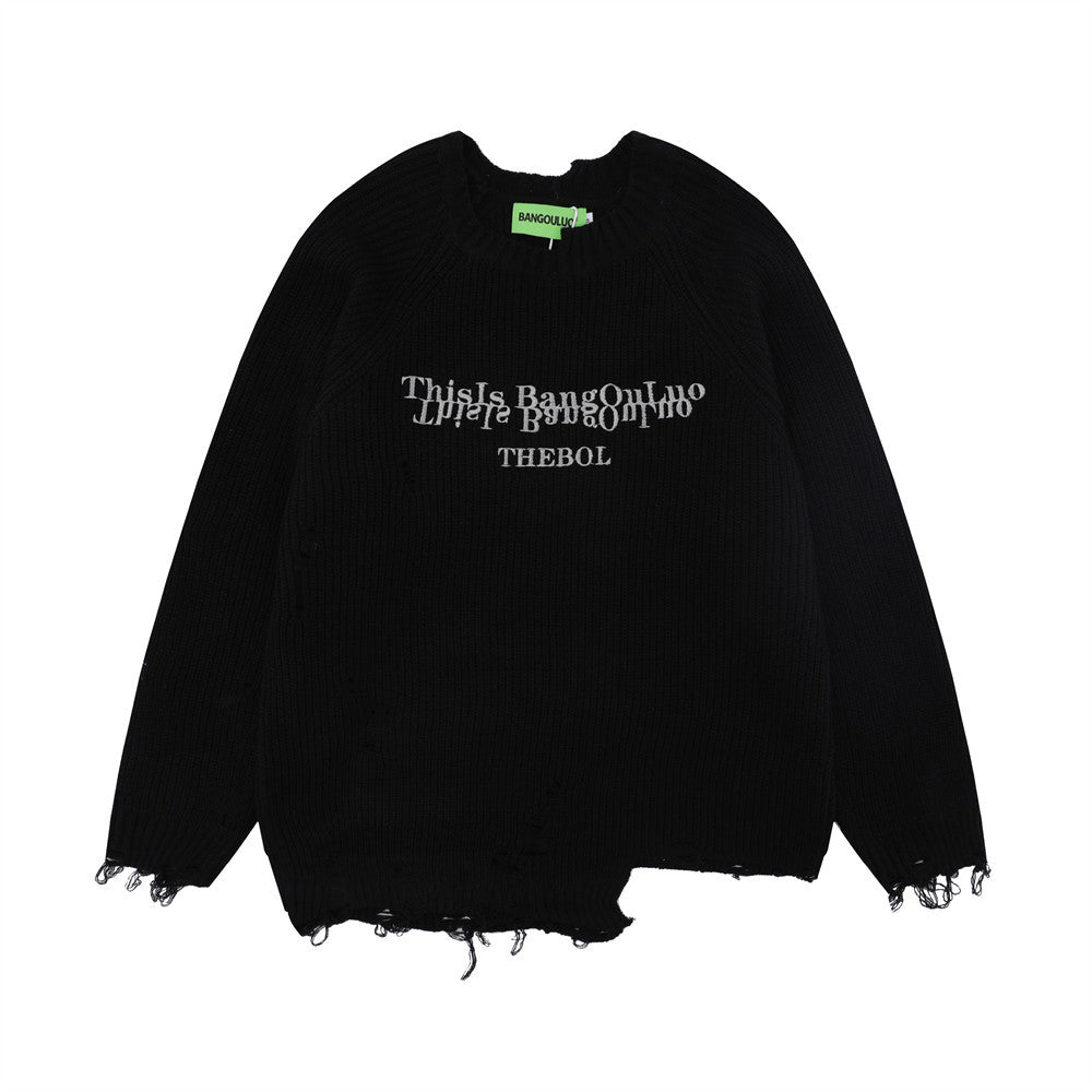 Men's Loose Fit Ripped Lazy Sweater