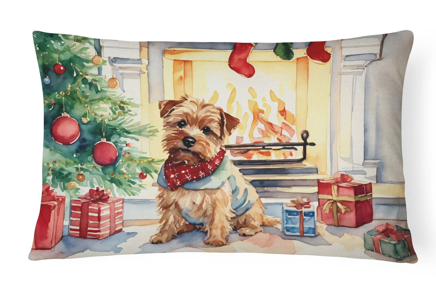 Norfolk Terrier Cozy Christmas Throw Pillow