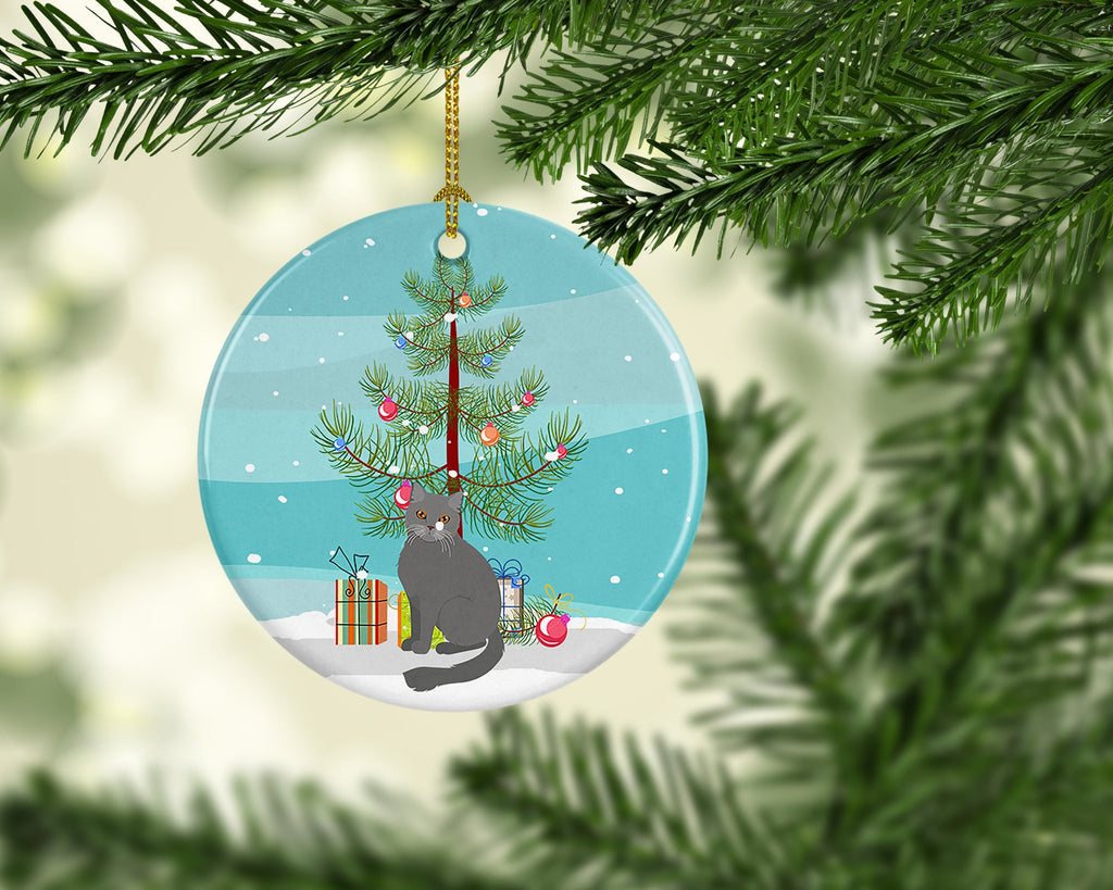 British Semi Longhair Cat Christmas Ceramic Ornament
