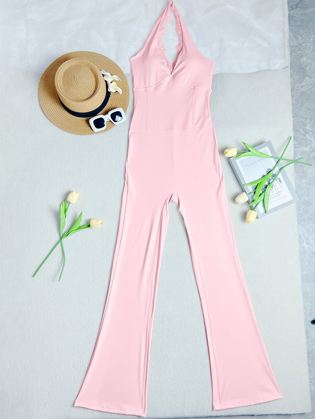 V-neck Lace Halter Yoga Bodysuit