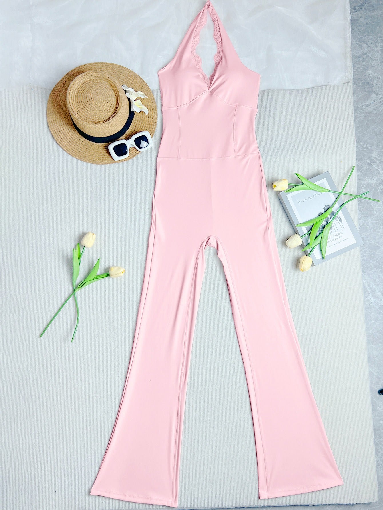 V-neck Lace Halter Yoga Bodysuit