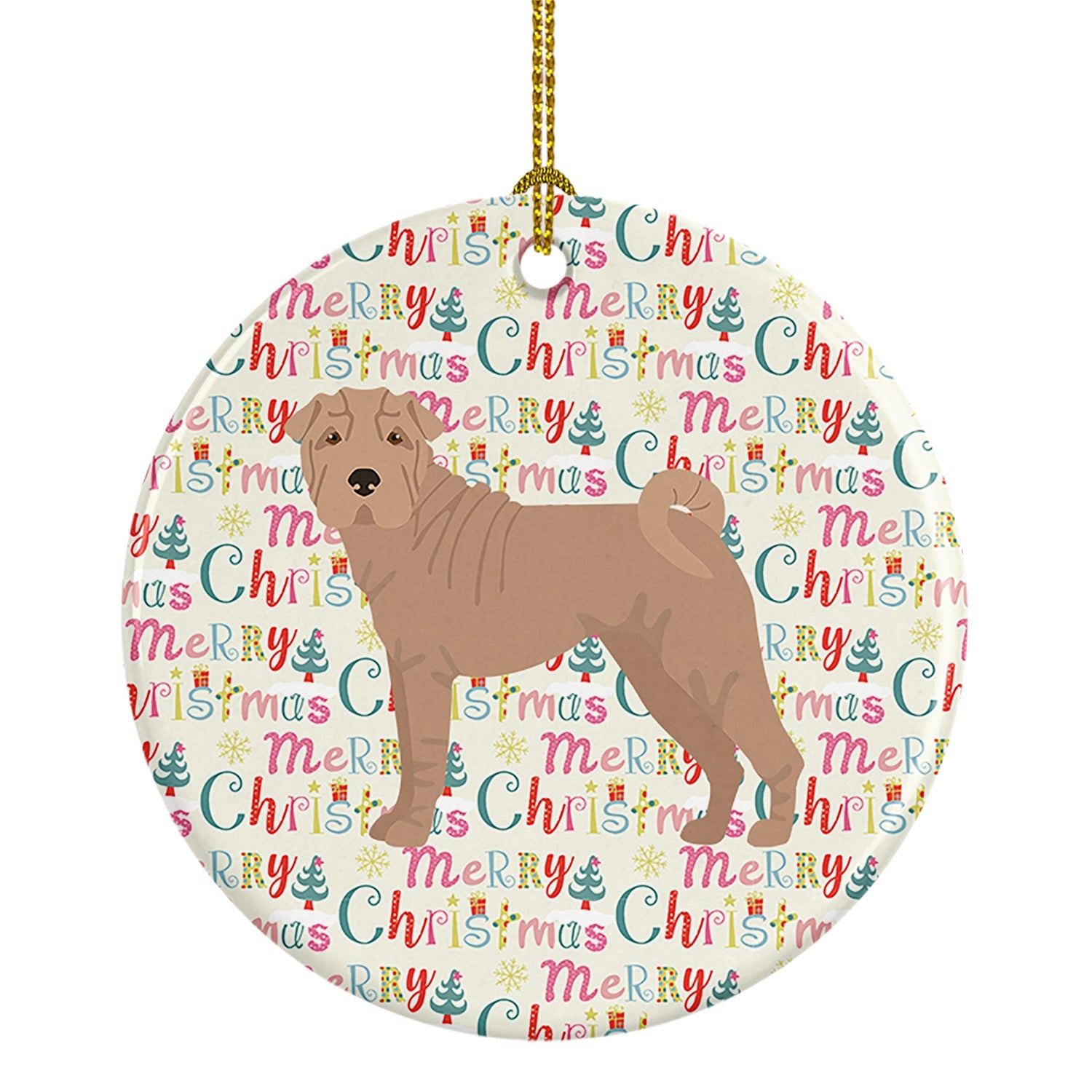 Shar Pei #2 Merry Christmas Ceramic Ornament