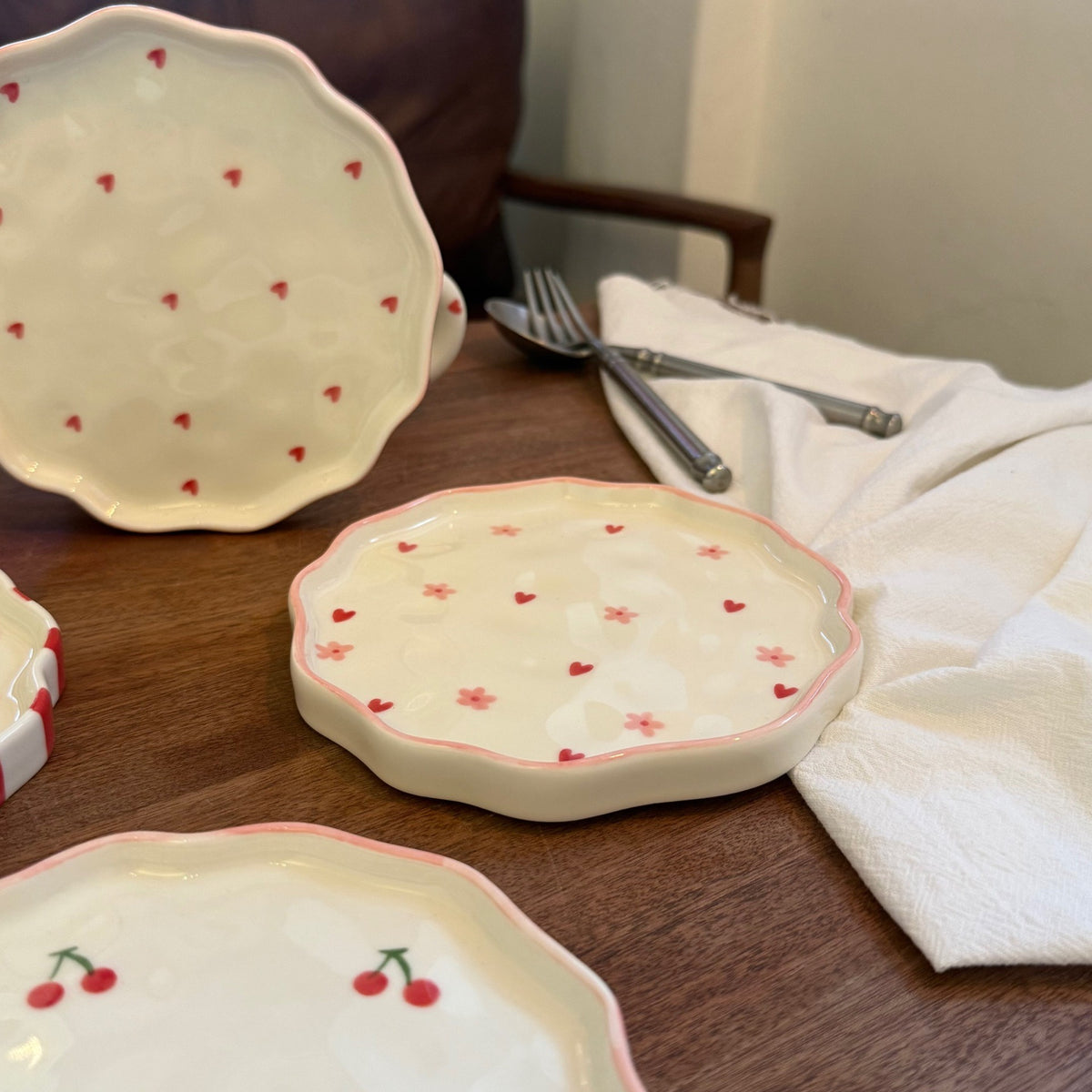 Hand-Painted Christmas Ceramic Coffee Cup & Saucer