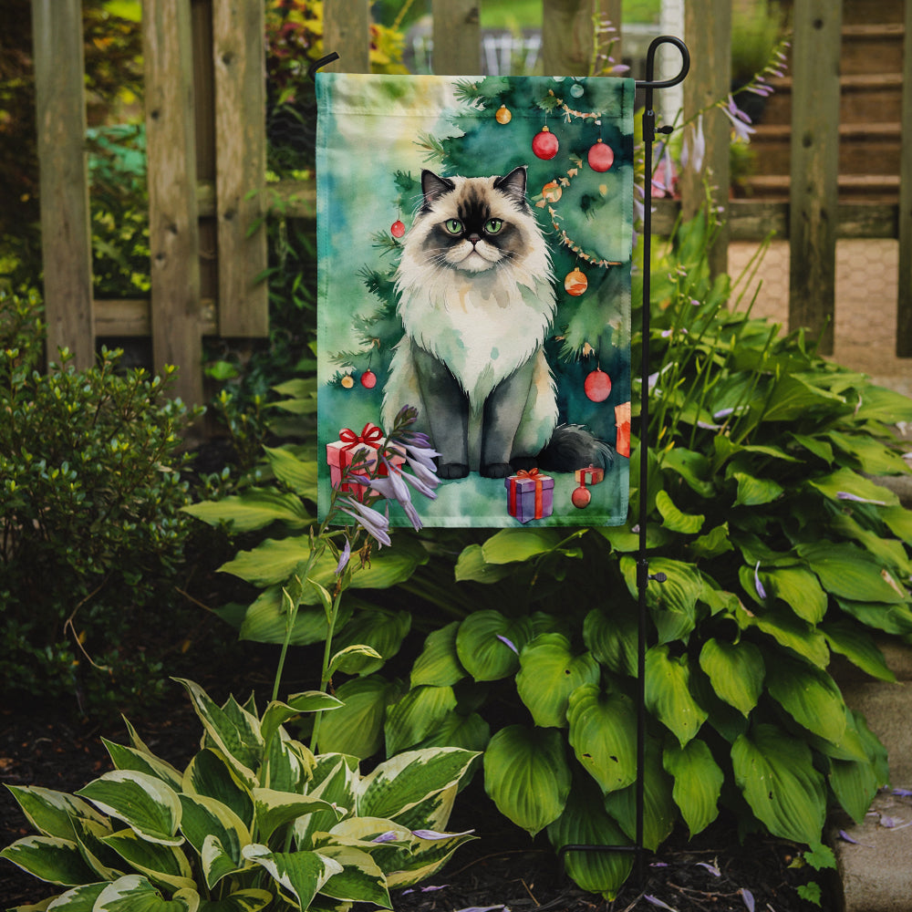 Himalayan Cat By the Christmas Tree Garden Flag