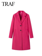 TRAF Women's Elegant Winter Loose Outerwear Coat