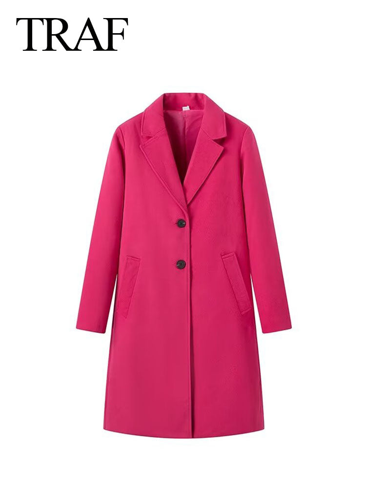 TRAF Women's Elegant Winter Loose Outerwear Coat