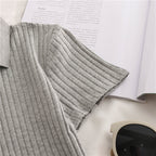 Striped Women's Zipper Crop Top - Vintage Harajuku Style