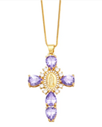 Zircon Virgin Mary Cross Necklace