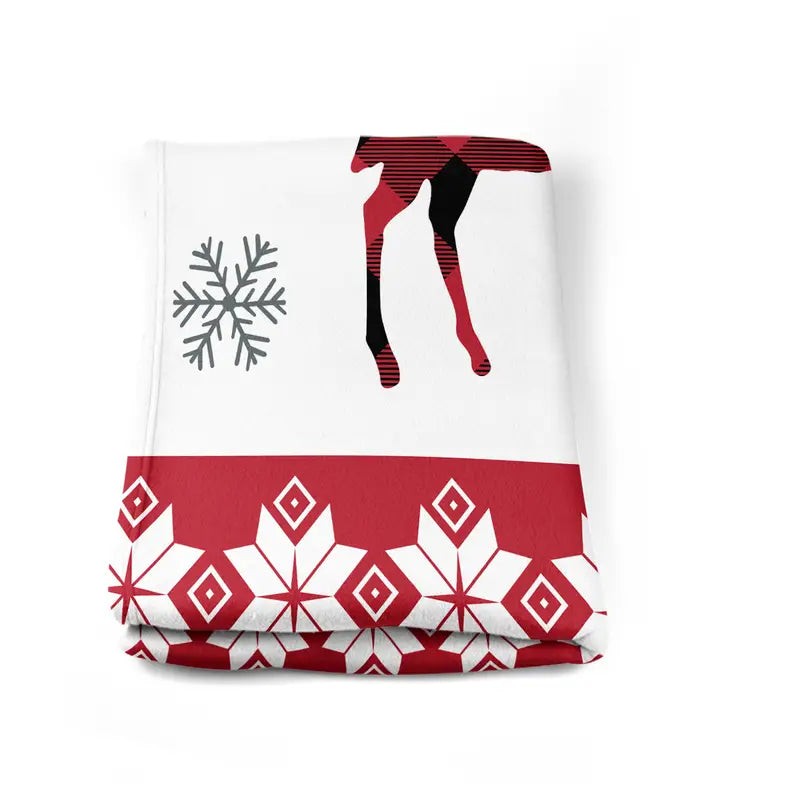 Christmas Snowman Deer Print Flannel Throw Blanket