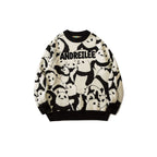 Men's Japanese Vintage Panda Jacquard Knit Sweater