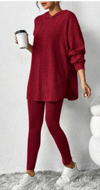 Autumn Solid Color Sunken Stripe Loose-fitting Hoodie Long Sleeve Suit | Streetwear
