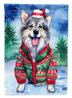 Keeshond Christmas Garden Flag