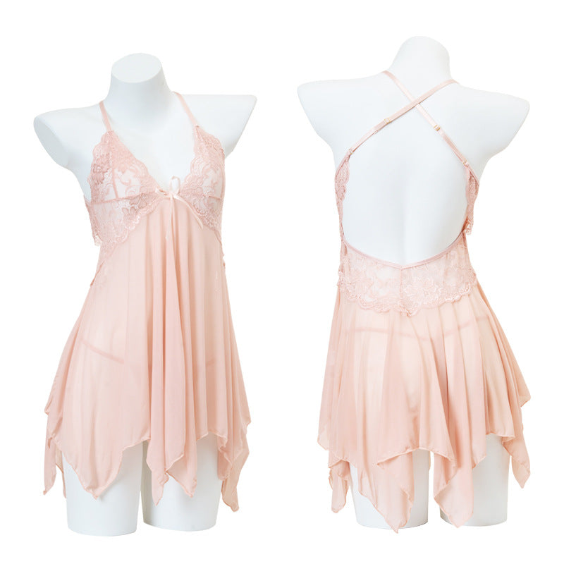 Oshilin Lace Temptation Lingerie Set with Sheer Nightgown