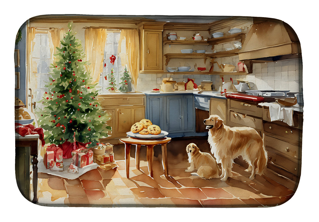 Golden Retriever Christmas Cookies Dish Drying Mat