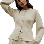 Women's Knitted Cardigan Sweater with Waist Design