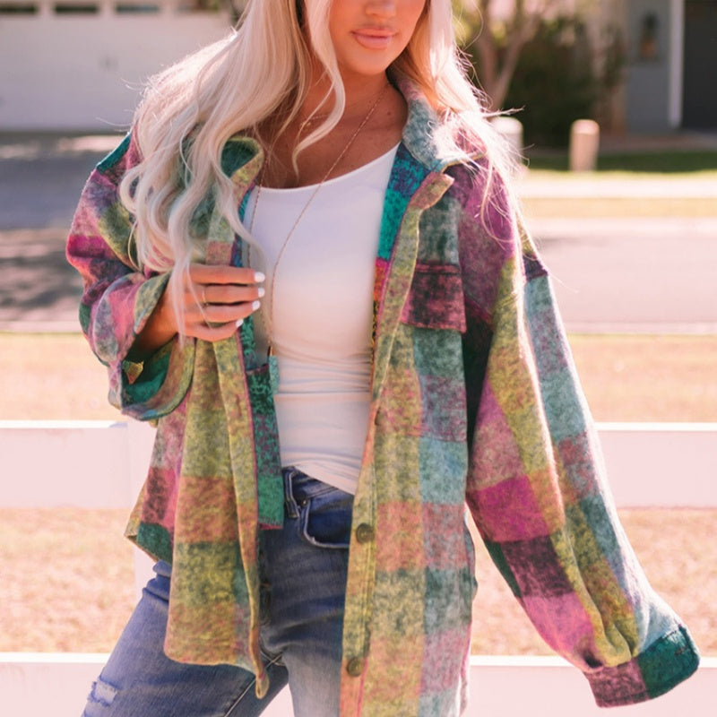 Women's Long-sleeved Lapel Jacket in Polyester