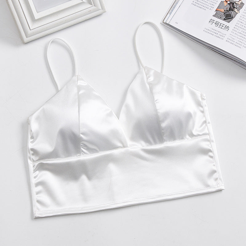 White Satin Wireless Camisole Bralette