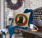 Black Russian Terrier Christmas Flowers Throw Pillow