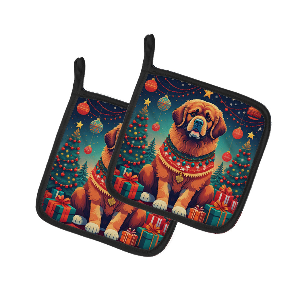 Tibetan Mastiff Christmas Pair of Pot Holders