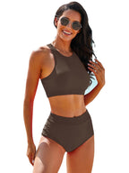 High-Waisted Nylon Print Bikini with Padding