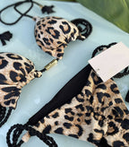 2023 Women's Low Waist Leopard Print Bikini Swimwear