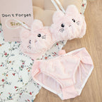 Cute Cat Cotton Bra Set