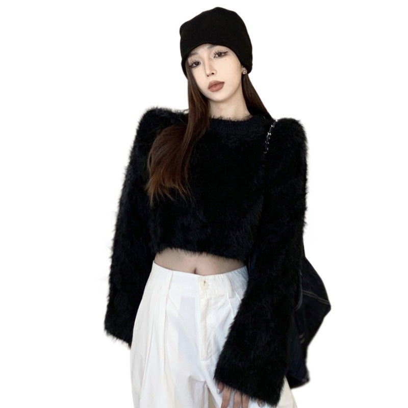 Women's Casual Faux Mink Pullover Sweater Top | Streetwear