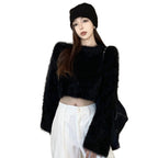 Women's Casual Faux Mink Pullover Sweater Top | Streetwear