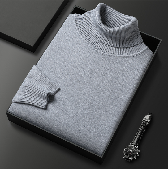 Slim-Fit Solid Color Turtleneck Pullover Sweater | Streetwear