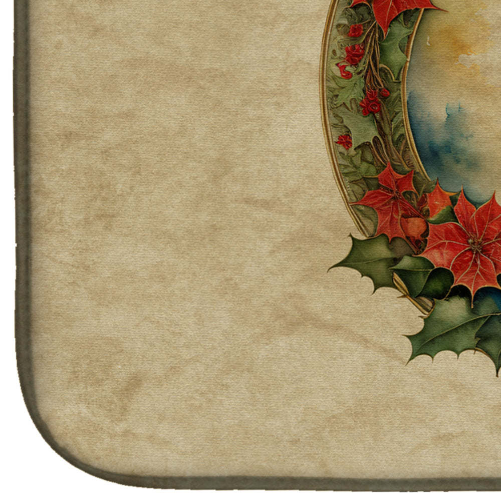 Finnish Lapphund Christmas Flowers Dish Drying Mat