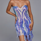 Sequined Bandage Tube Top Miniskirt Evening Dress