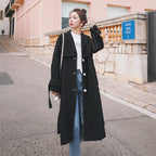 Mid-Length Loose Coat with Stitching Contrast Design