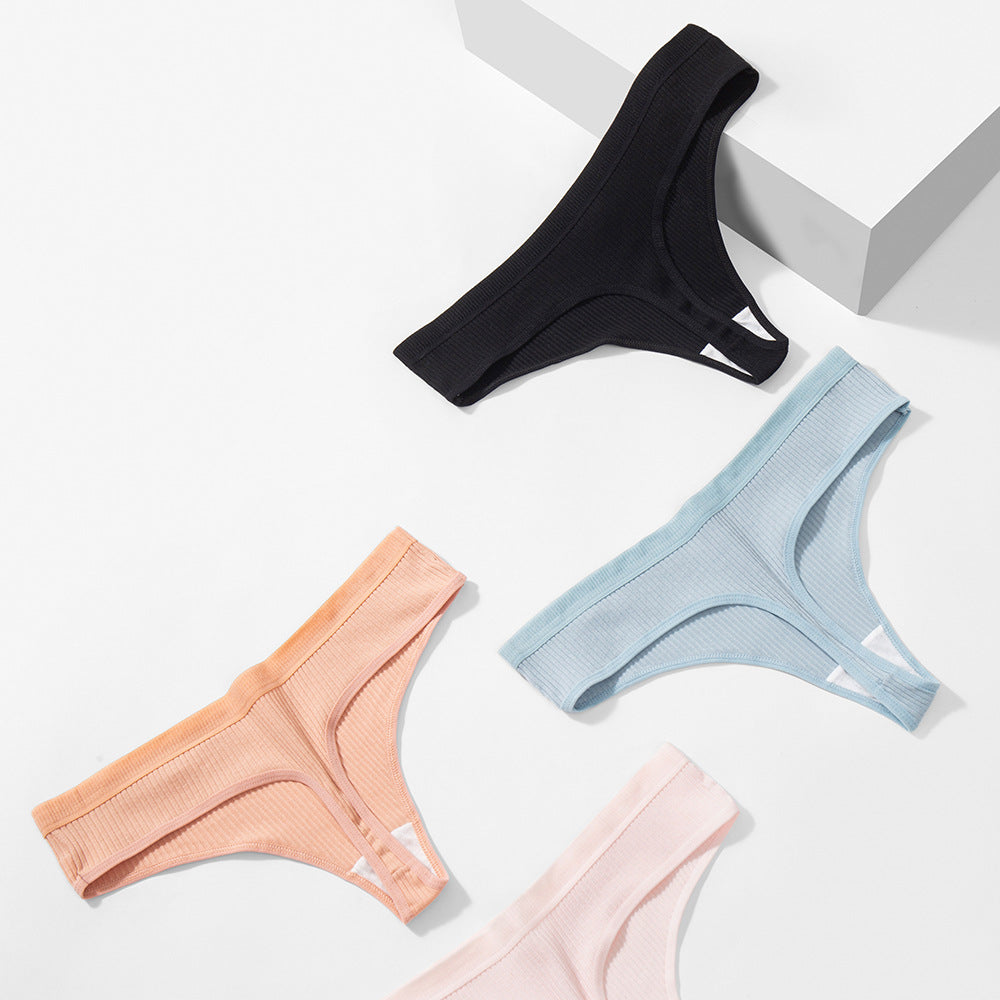 Trendy Solid Color Breathable Low Waist Women's Thongs