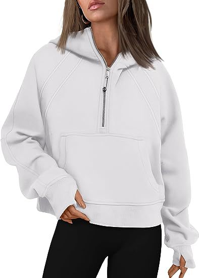 Women's Fashion Simple Half Zipper Hooded Sweatshirt Loose Sweater | Streetwear