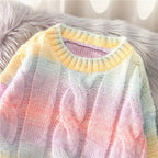 Rainbow Tie Dye Oversized Pullover Sweater for Women | Streetwear