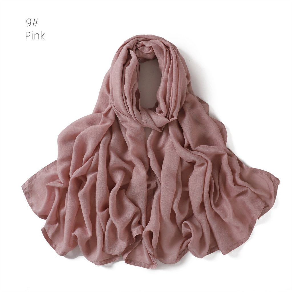 Solid Color Viscose Cotton Scarf for Muslim Women (One)