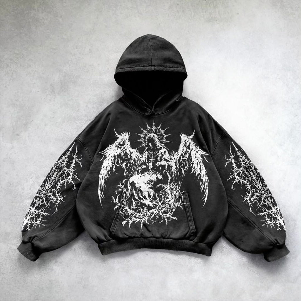 gothic print washable hoodie Man New | Streetwear