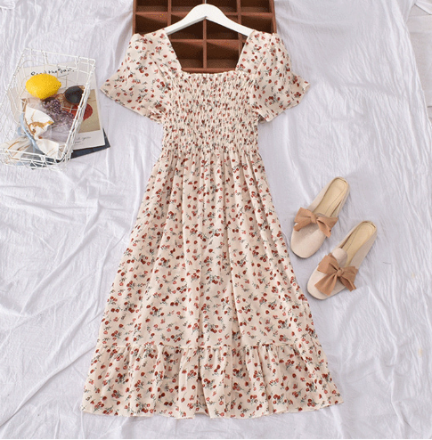 Floral Off-Shoulder Dress with Flared Hem for Women