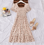 Floral Off-Shoulder Dress with Flared Hem for Women