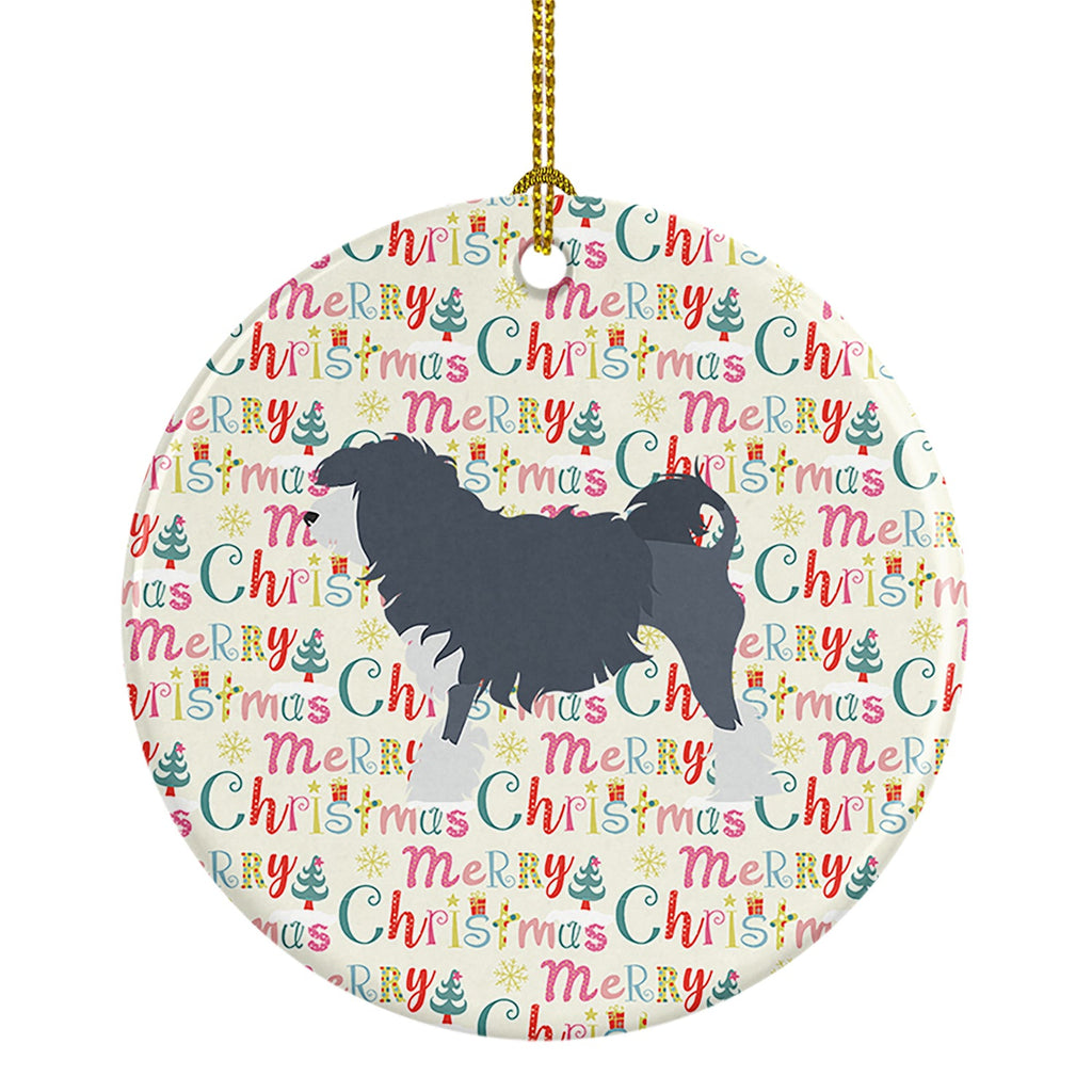 Lowchen Merry Christmas Ceramic Ornament