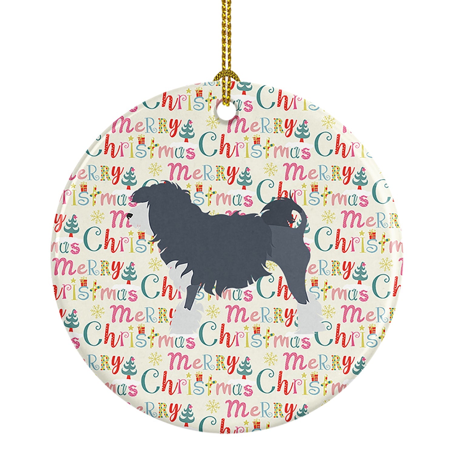 Lowchen Merry Christmas Ceramic Ornament