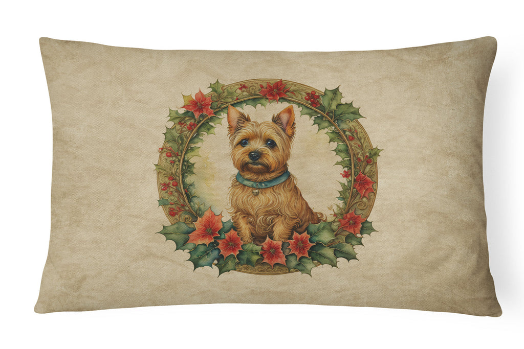 Norwich Terrier Christmas Flowers Throw Pillow