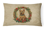 Norwich Terrier Christmas Flowers Throw Pillow