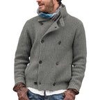 Solid Color Double Breasted Knitted Sweater