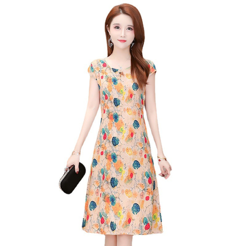 2023 Summer Women's Chiffon Bow Dress Plus Size