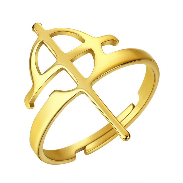 Stainless Steel Hip Hop Geometric Cross Couple Rings