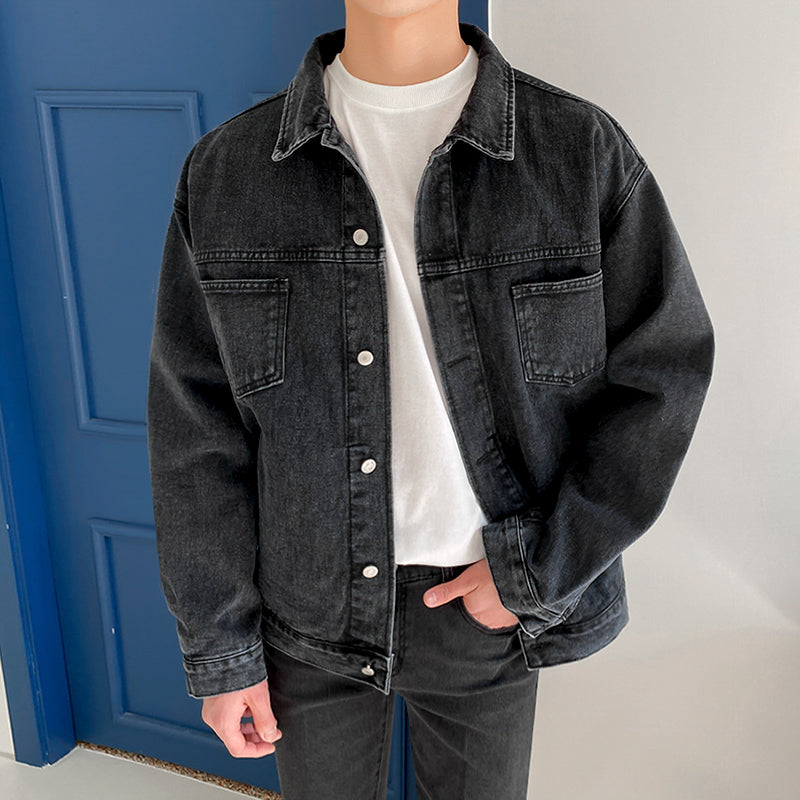 Trendy Loose Fit Denim Work Jacket for Men