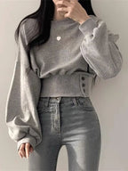 Women's Fitted Long Sleeve Crop Sweatshirt | Streetwear